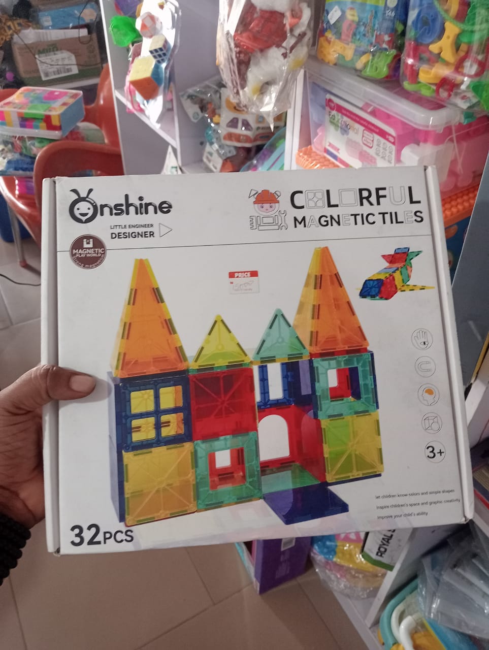 ergonomic-orthopedic-elementary-school-b-nbk-bts-076 Onshine 32-Piece 3D Translucent Magnetic Building Tiles Castle Set - Image 1