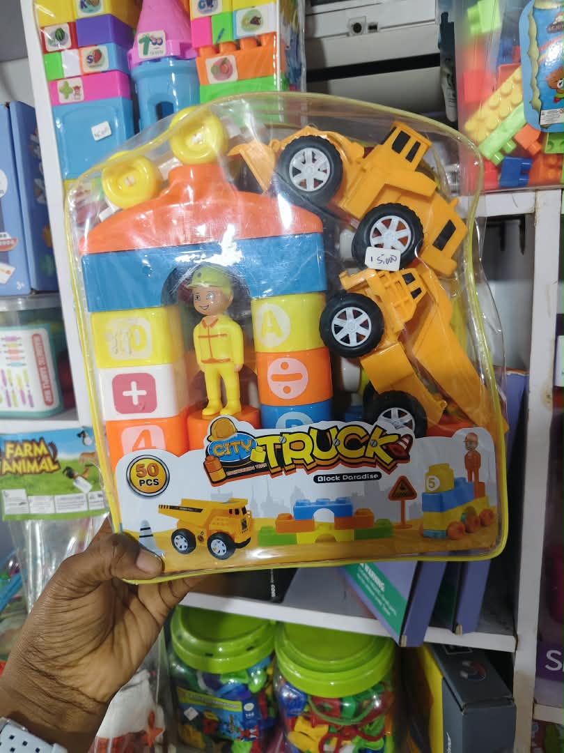 high-grade-primary-school-bag-galaxy-pur-nbk-bts-148 City Truck Block Paradise 50-Piece Construction Building Playset with Dumper & Loader - Image 1
