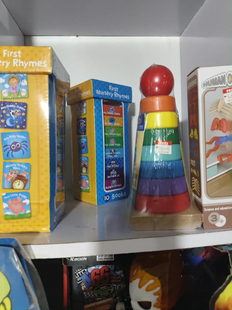 kids-adjustable-basketball-hoop-stand-se-nbk-out-135 First Nursery Rhymes 10 Board Books Tower & Classic Rainbow Stacking Rings - Image 1