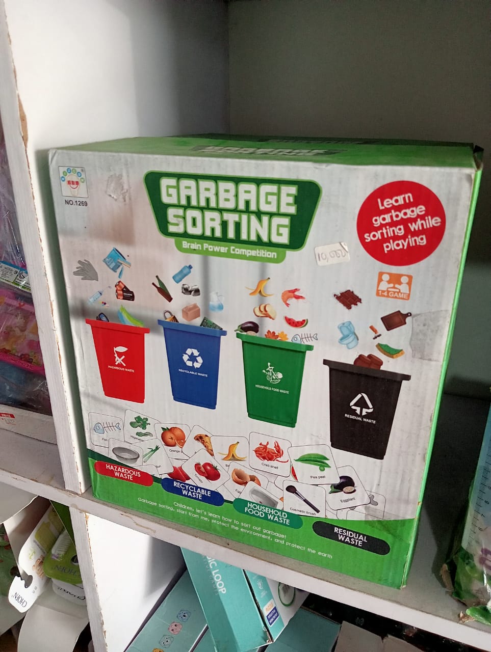 kids-ice-cream-cart-pretend-play-stand-w-nbk-hou-073 Garbage Sorting & Environmental Recycling 4-Can Educational Board Game - Image 1