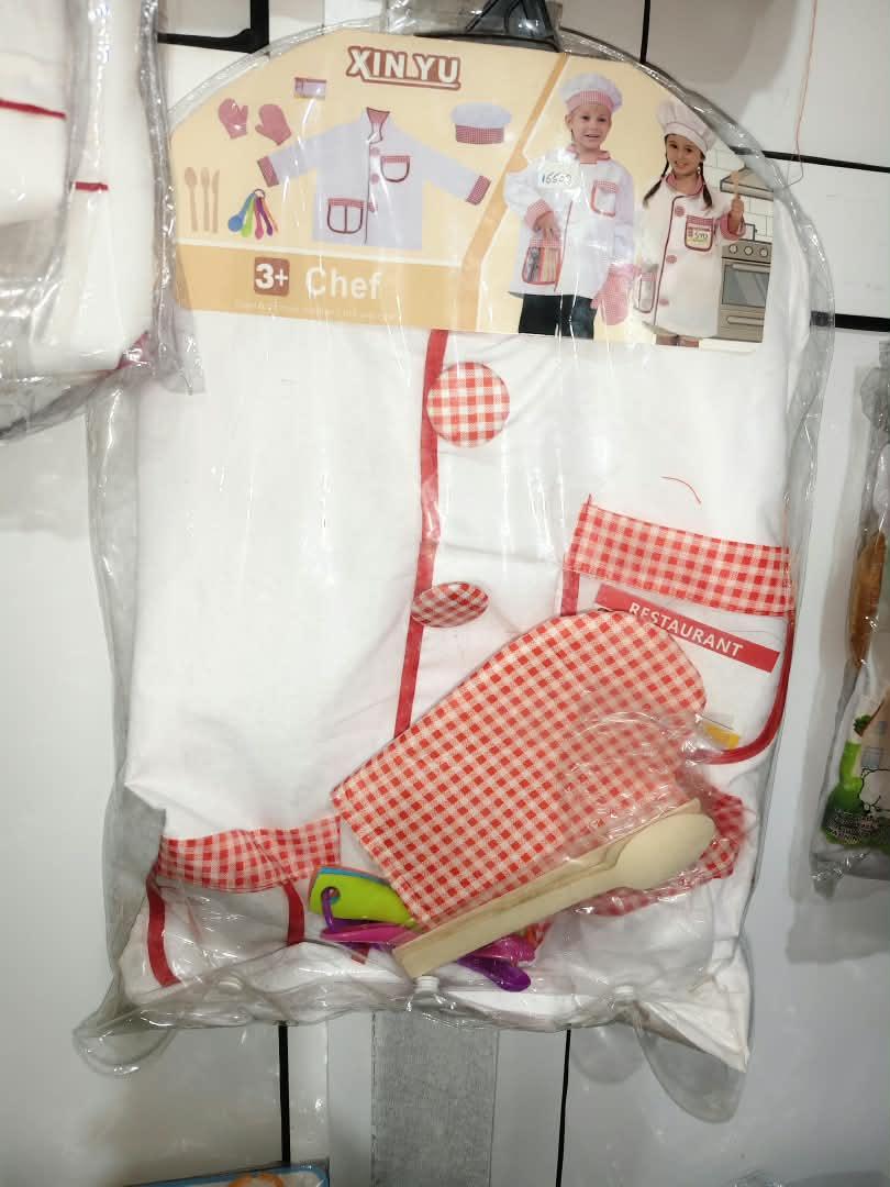 multi-pocket-orthopedic-primary-student-nbk-bts-029 Children's Master Chef Career Costume Set with Hat & Cooking Utensils - Image 1