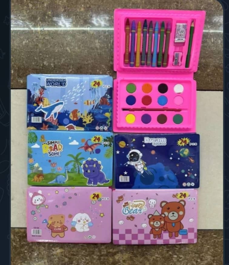 orthopedic-elementary-school-bag-ocean-w-nbk-bts-172 Children's 24-Piece Deluxe Art & Painting Activity Folio Case with Paints, Crayons & Brush - Image 1