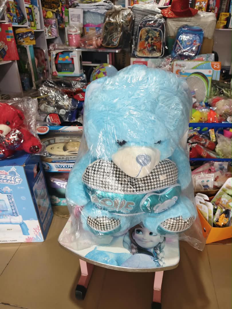 party-confetti-cannon-party-popper-6-pac-nbk-pty-142 Giant Cuddle Stuffed Plush Teddy Bear in Sky Blue with Houndstooth LOVE Heart - Image 1