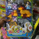 BLOCKS Happy Zoo 59-Piece Animal Safari Playset with Giraffe, Elephant, Leopard & Hippo