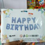 XIANG YU PARTY 13-Piece Happy Birthday Foil Letter Balloons Banner (Pastel Blue & Stars)