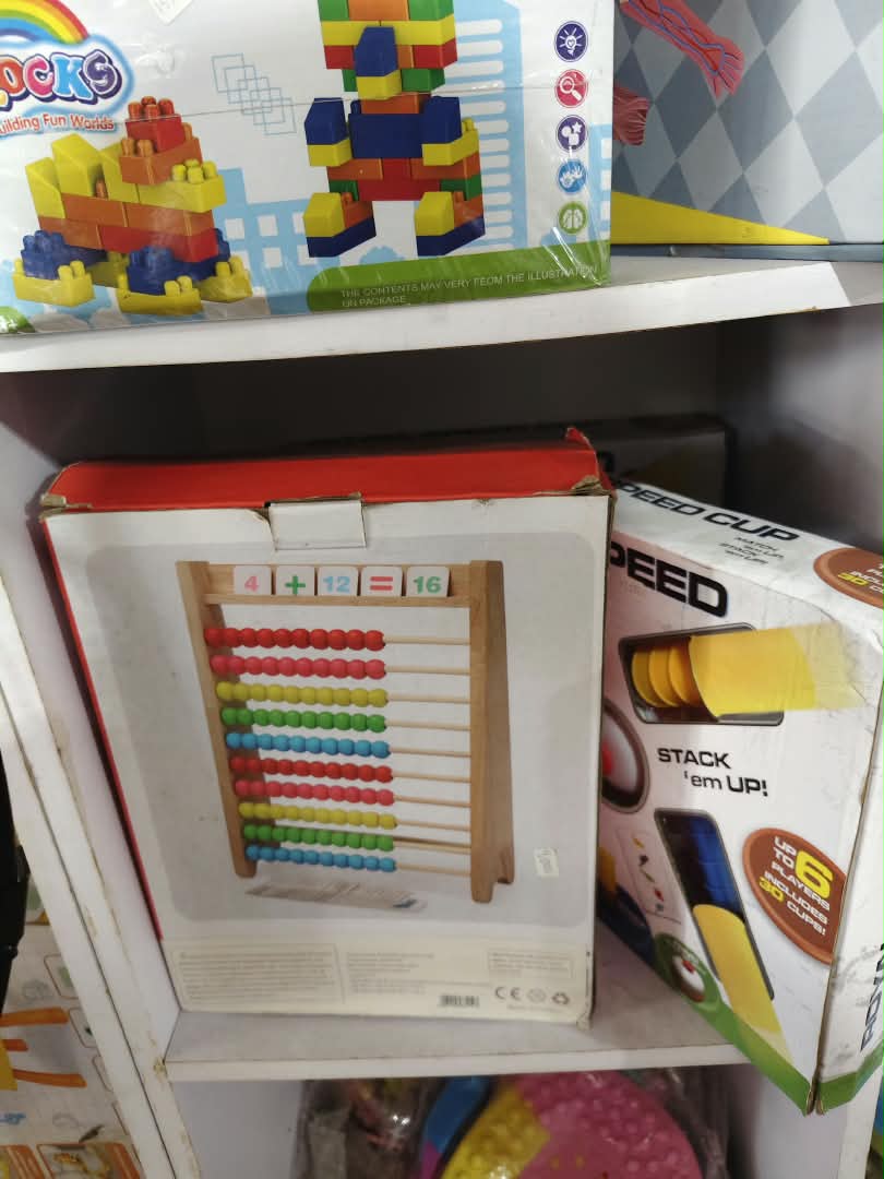 pull-along-musical-wooden-xylophone-cate-nbk-stm-126 Wooden 10-Row Rainbow Calculating Abacus with Arithmetic Number Equation Tiles - Image 1