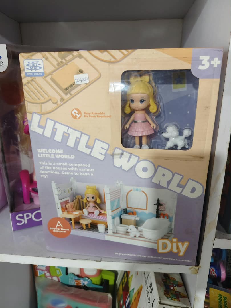 wooden-threading-cheese-mouse-fine-motor-nbk-stm-145 WEN SHENG Little World DIY Bedroom & Shower Room Dollhouse Playset with Doll & Poodle - Image 1